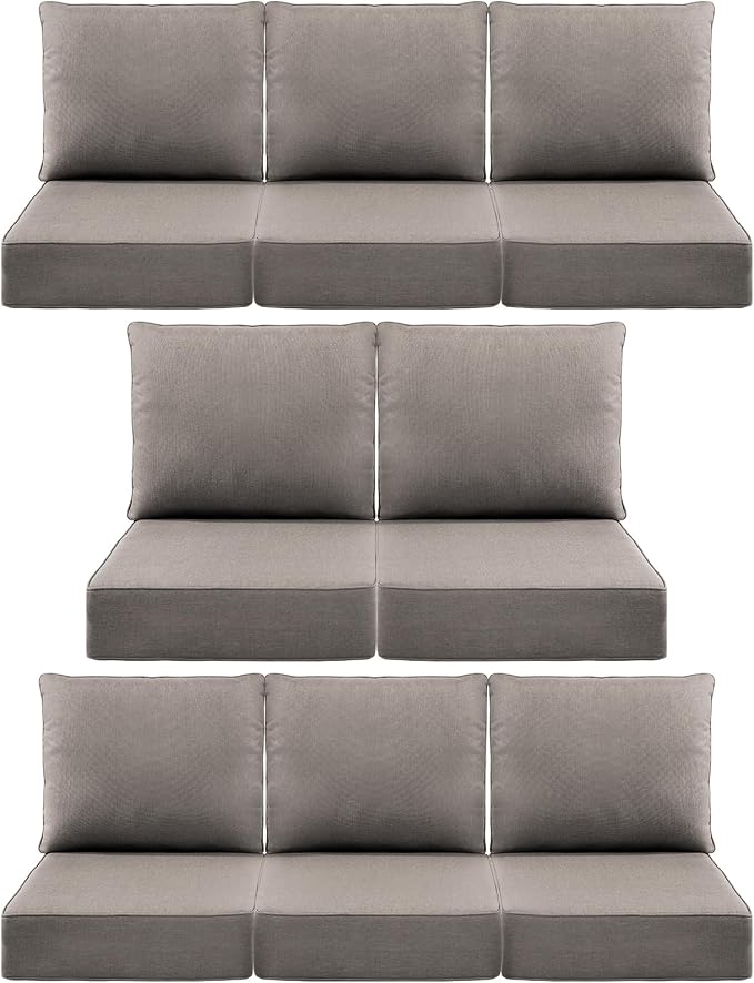 Luxury 6" Outdoor Cushions for Patio Furniture, Fade Resistant Couch Chair by Pugire