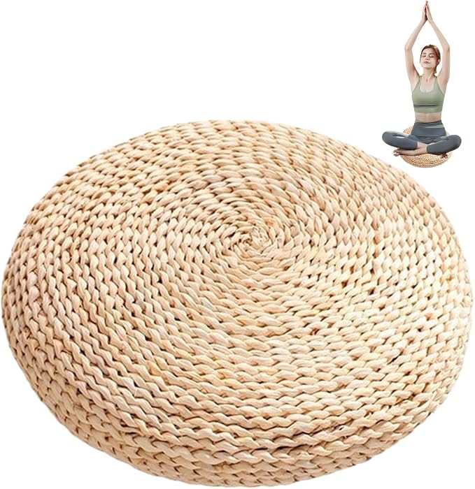 Tatami Floor Cushion, 15x2.4 Round Floor Seating, Japanese Chair, Natural Woven - Image 2