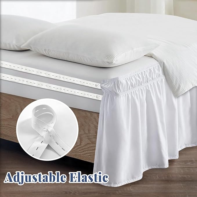 Queen Bed Skirt, Elastic Wrap Around Bed Skirt Queen Size, Bed Skirts - Image 4