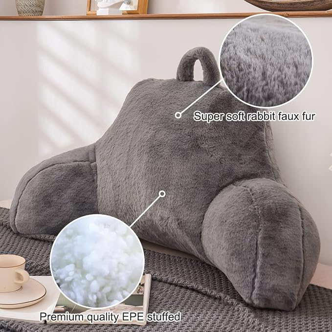 Holawakaka Standard Faux Fur Bed Rest Pillow - Image 3