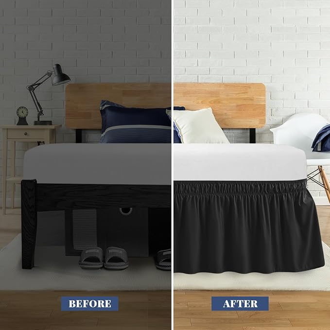 King Bed Skirt, Elastic Wrap Around Bed Skirt King Size, Bed Skirts - Image 3