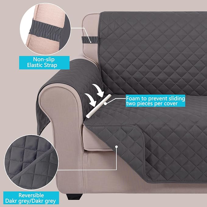 U-NICE HOME Loveseat Sofa Cover Reversible Couch Covers - Image 3