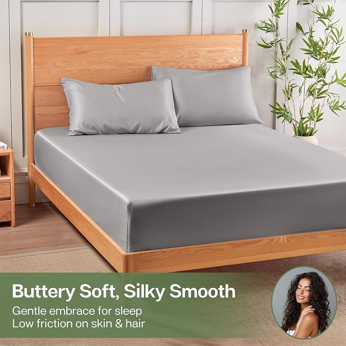 MR&HM Twin XL Fitted Sheet Only, Ultra-Soft Rayon Derived from Bamboo & - Image 4