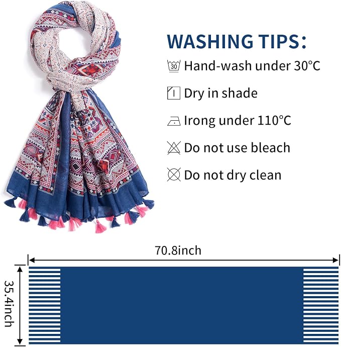 Scarf for Women Lightweight Soft Floral Leopard Printed Scarves Fall Winter - Image 3