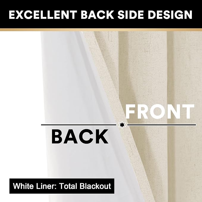 PrinceDeco 100% Blackout Curtains 108 Inches Long 2 Panels Set - Image 5