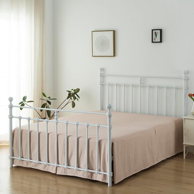 Queen Bed Skirt, Pleated Waffle Weave Bed Skirt - Image 3