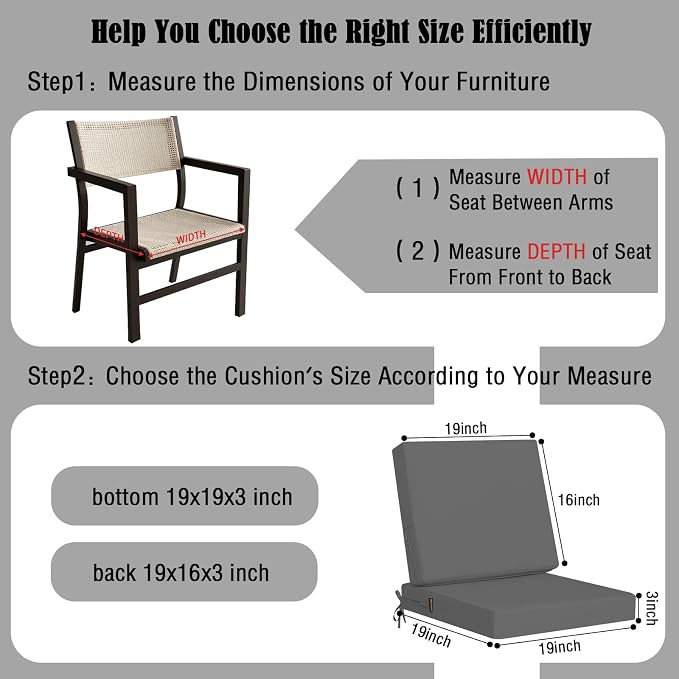 idee-home Outdoor Cushions for Patio Furniture, Outdoor Seat Cushion, - Image 7