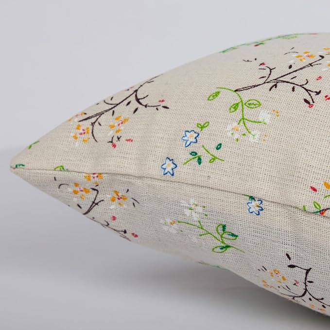 Spring Flower Lumbar Throw Pillow Cover 12x 20 Set of 2, Embroidered Branch - Image 6