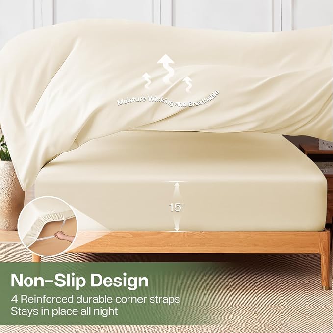 MR&HM Full Fitted Sheet Only, Ultra-Soft Rayon Derived from Bamboo & Polyester - Image 6
