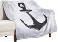Nautical Anchor Blanket Modern Abstract Light Grey Black Anchor Art Print Soft by JADERYS