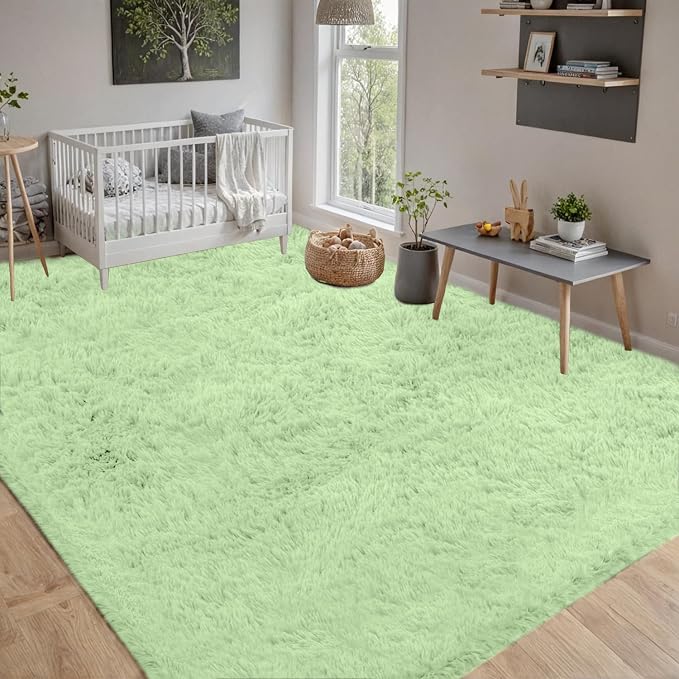 6x9 Area Rugs for Living Room Rug: Soft Fluffy Shag Mint Green Rugs for Bedroom - Image 9