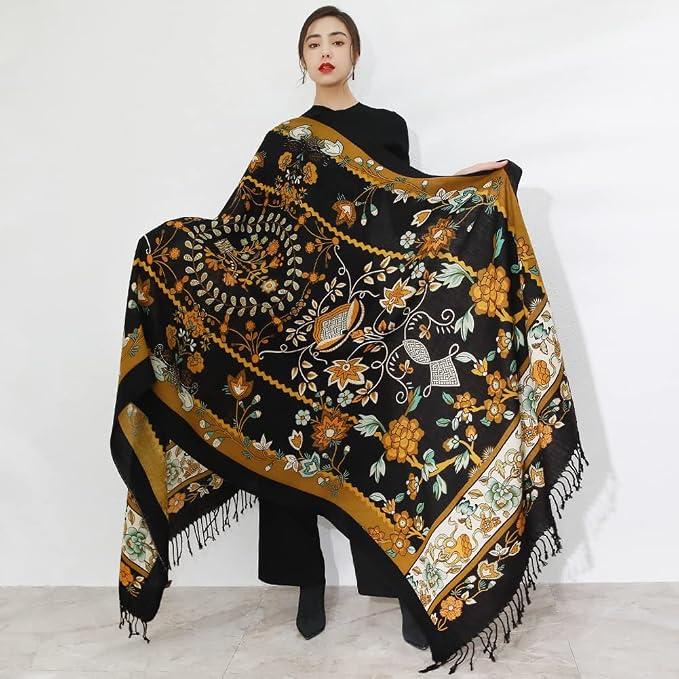 DANA XU 100% Merino Wool Extra Large Pashmina Blanket Travel Scarf Cashmere Wrap - Image 7