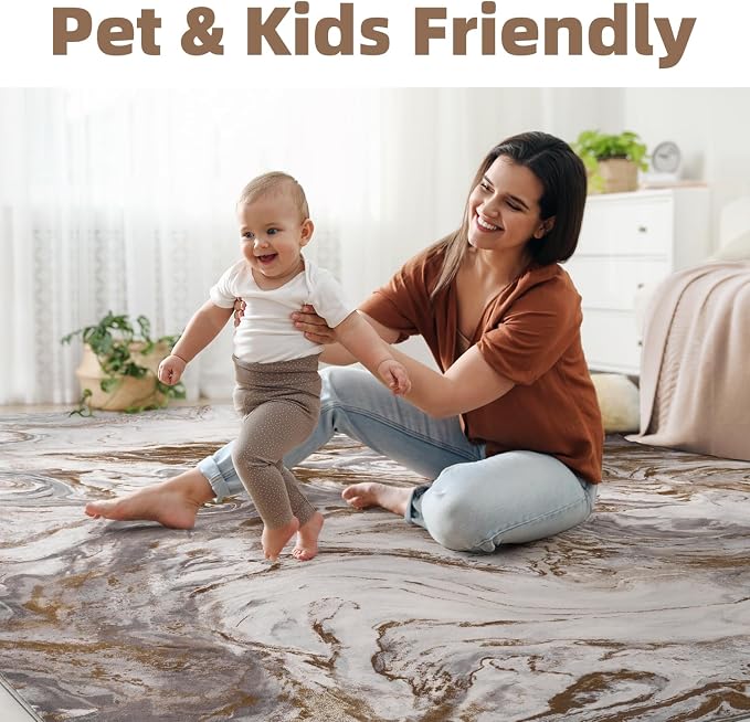 4x6 Washable Area Rugs for Living Room, Stain Resistant Carpet for Dining Room - Image 7