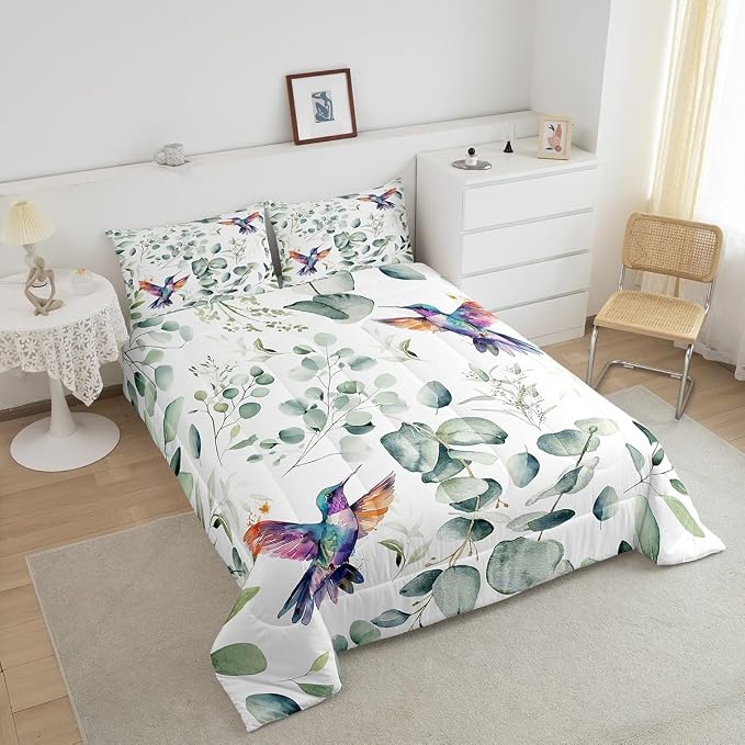 Erosebridal Cartoon Hummingbird Bedding Toddler Size Wildlife Bird Comforter Set - Image 4
