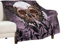 Death Moth Blanket, Boho Gothic Skull Moth Purple Starry Plant Full Moon by JanJCurt