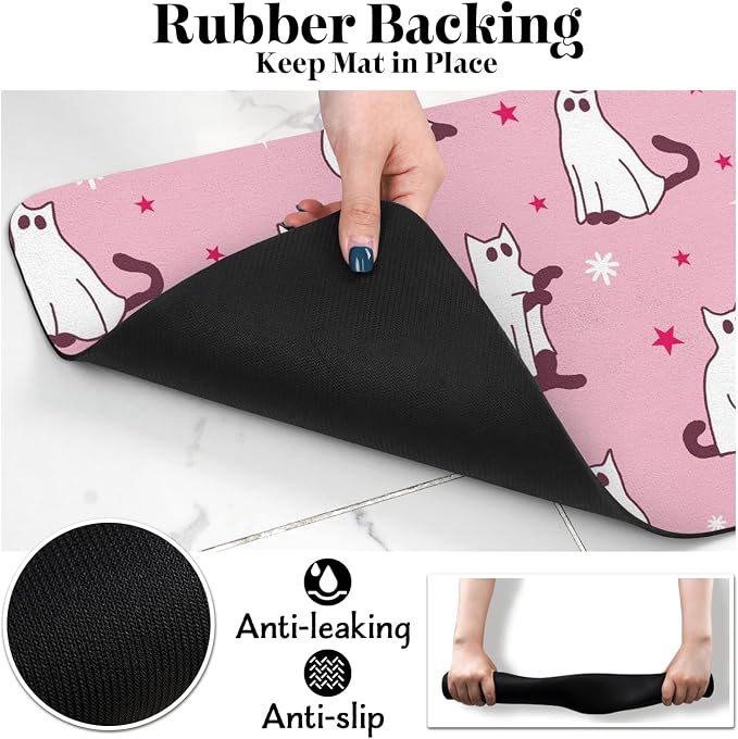 Halloween Dog Food Mats for Floors Pink, Absorbent Dog Bowl Mat for Food and - Image 6