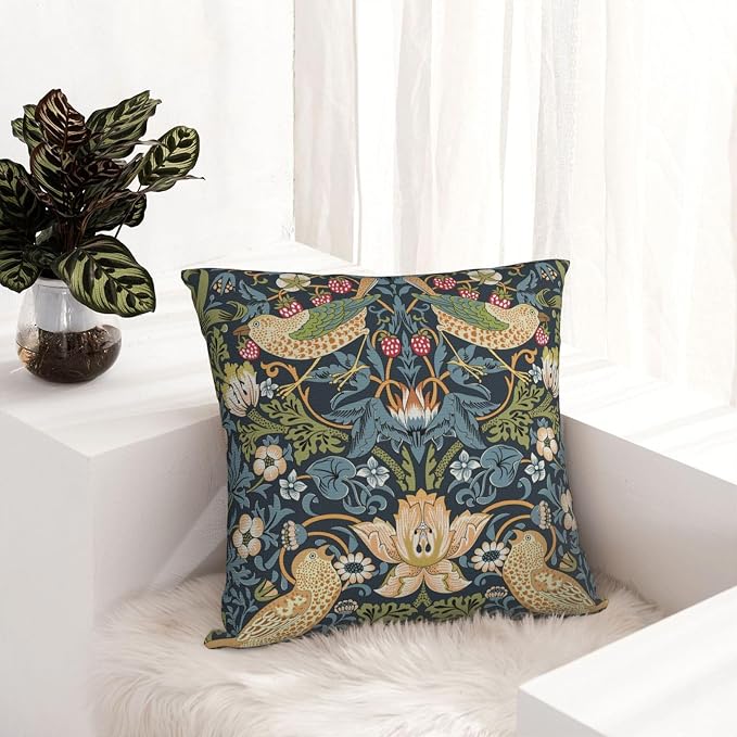 William Morris Vintage Floral Bird Strawberry Thief 20x20 inches Pillow Cover - Image 5