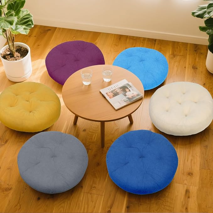 Meditation Floor Pillow Set of 2, Round Large Pillows Seating - Image 6