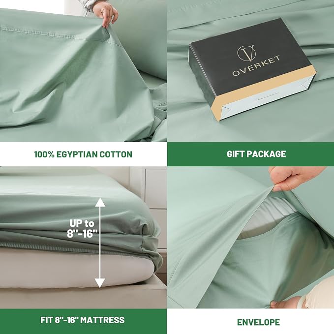 1000 Thread Count Egyptian Cotton Sheets Queen Size Set 4PCS Sateen Weave Soft - Image 4