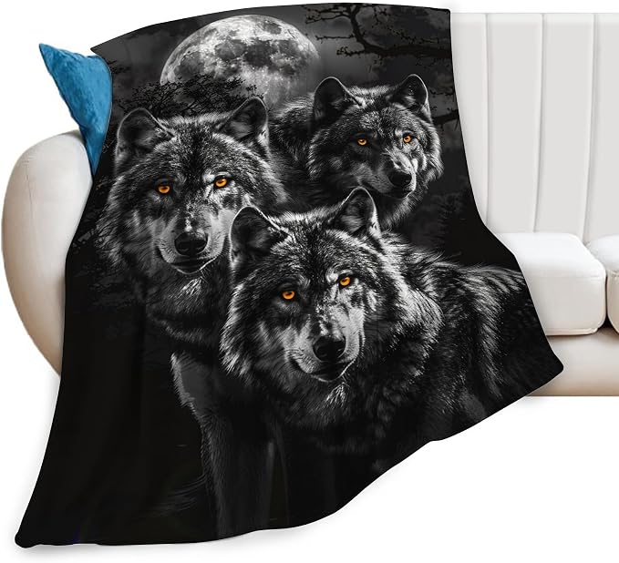 Wolf Throw - Animal Blanket for Girls, Men & Boys - Soft, Cozy Fleece Blanket by citari