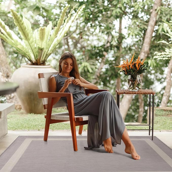 CAMILSON Outdoor Rug 6x9, Modern Outside Rugs - Image 9