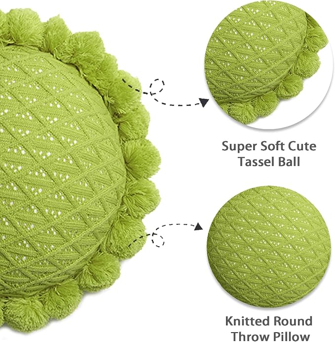 Acrylic Knitted Round Throw Pillow Knitting Bohemian Circular Cushion Pillow - Image 5