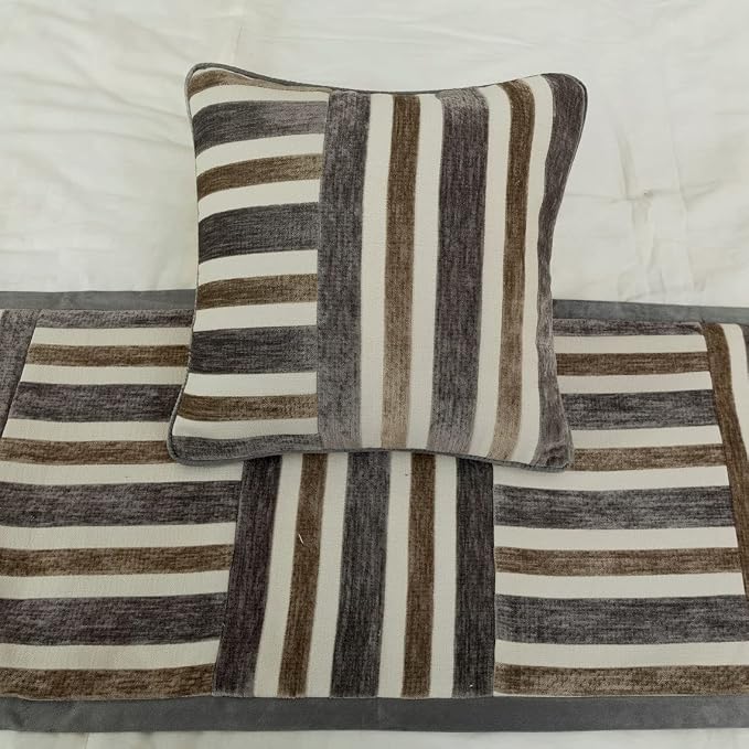 The HomeCentric King/Queen/Twin Beige & Grey Designer King 90"x18" Bed Runner - Image 6