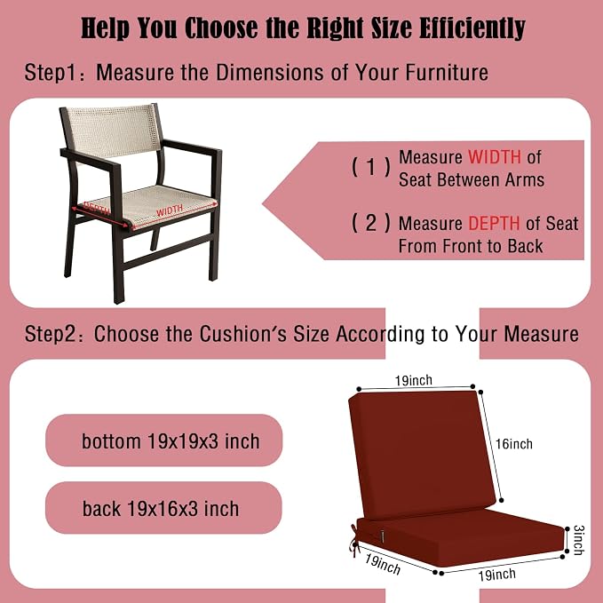 idee-home Outdoor Cushions for Patio Furniture, Outdoor Seat Cushion, - Image 7