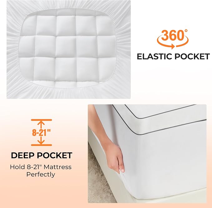 Ultra Soft Coral Fleece King Size Mattress Topper, No Compression Plush Thick - Image 6