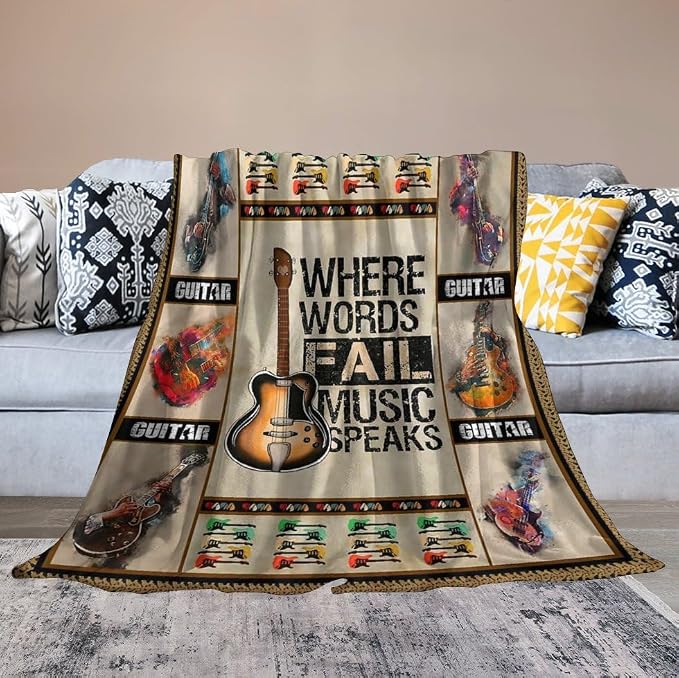 Guitar Blanket Guitar Gifts for Boys Men Music Throw Blanket for Kids Adults - Image 7