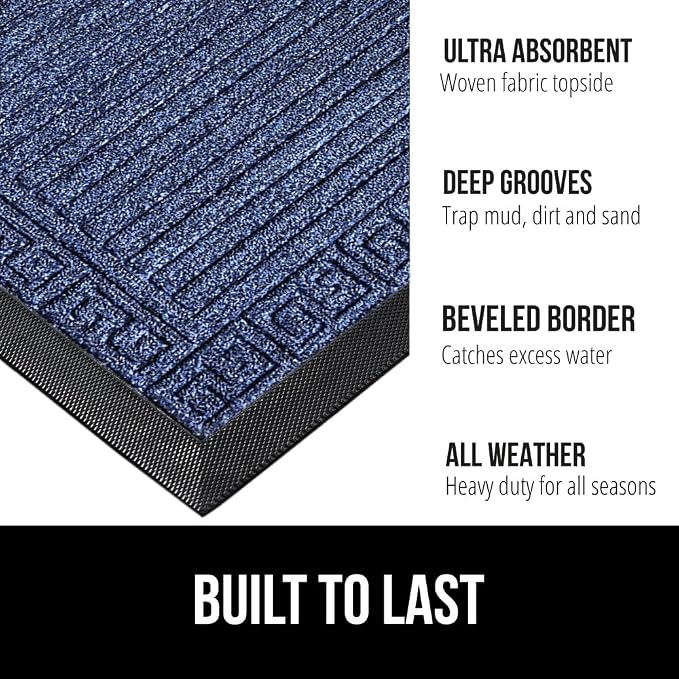 GORILLA GRIP 100% Waterproof All-Season WeatherMax Doormat 35x23, US Designed - Image 2