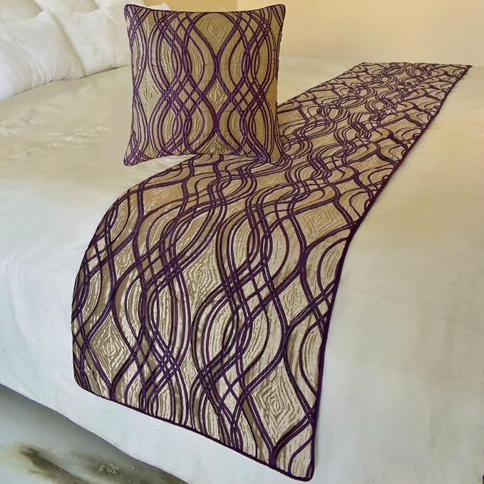 The HomeCentric King/Queen/Twin Plum Designer CA King 86"x18" Bed Runner - Image 5