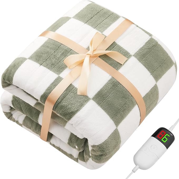 Sage Green Heated Blanket Electric Twin Size, 62X84 Heating Blanket - Image 9