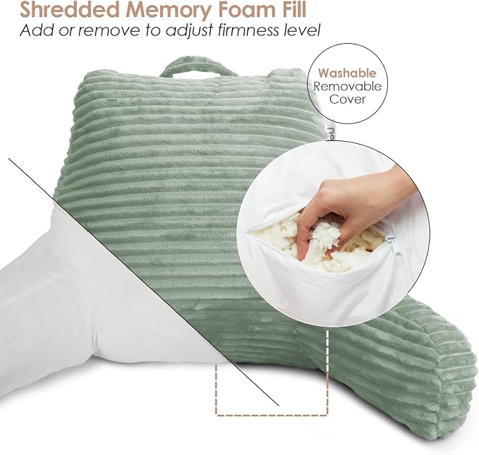 Hearth & Harbor Reading Pillow for Bed Adult – Back Pillow for Sitting in Bed - Image 5
