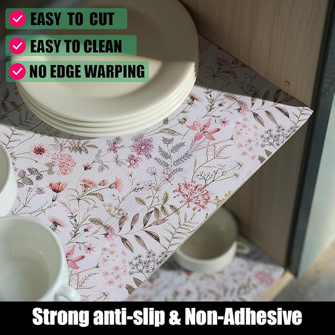 Leaf Floral Shelf Liners Non Adhesive and Strong Non-Slip Shelf and Drawer - Image 2
