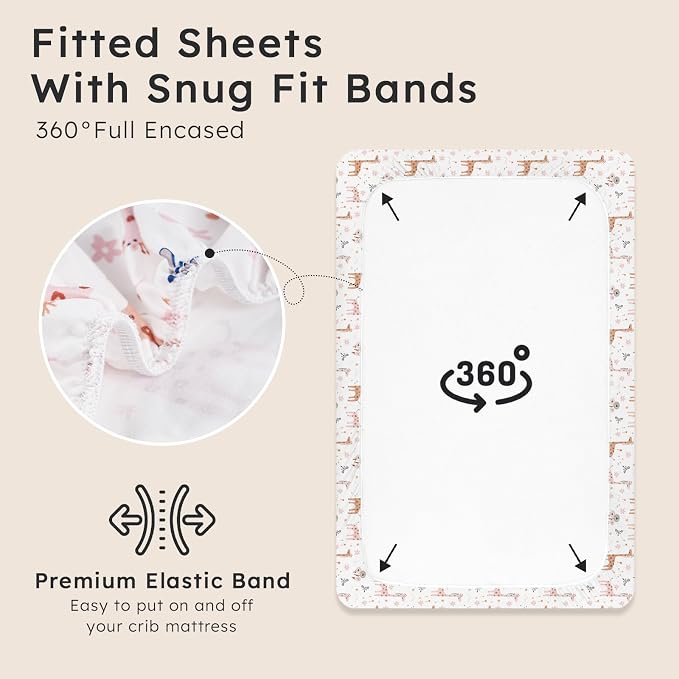 Baby Crib Sheets for Boys Girls Neutral, 2 Pack Crib Mattress Sheet for - Image 4