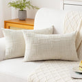 Decorative Throw Pillow Covers 12x20 Inch Set of 2, Soft Solid Farmhouse by ZSkogur