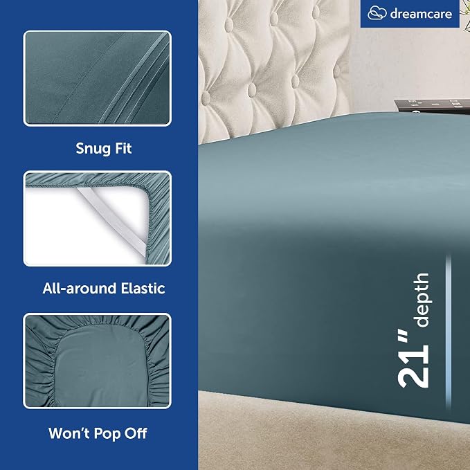 DREAMCARE King Size Sheets Set – 4 pcs Cooling Sheets – up to 21” Deep Pocket - Image 7