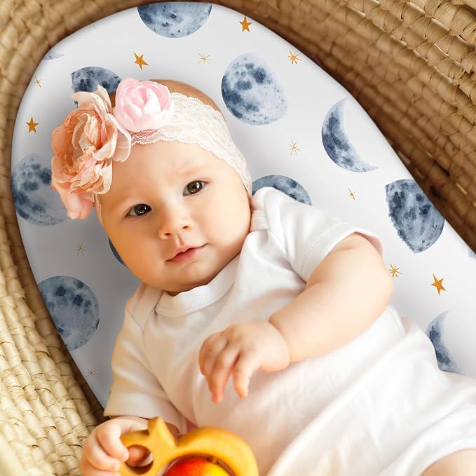 Baby Bassinet Sheets Girl Boy, Fitted Bassinet Sheet Set 3 Pack Bassinet - Image 2