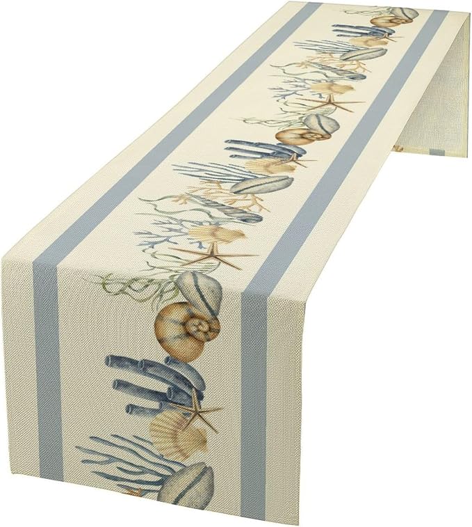 Sea Shell Starfish Table Runner Seasonal Spring Summer Tropical Ocean Table by Unknown