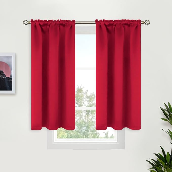 BGment Red Blackout Kitchen Curtains 40 Inch Length by BGment