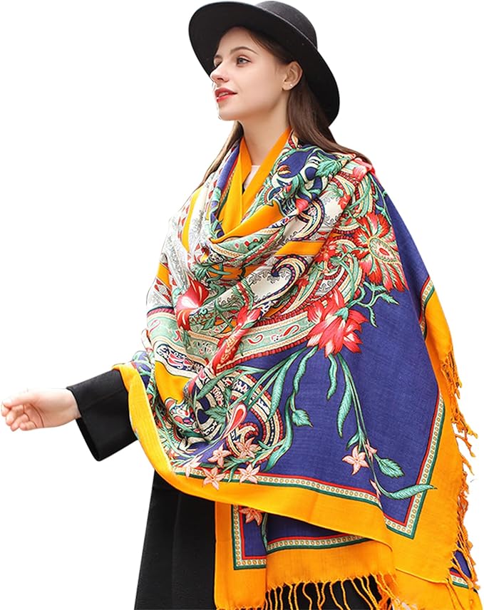 DANA XU 100% Merino Wool Extra Large Pashmina Blanket Travel Scarf Cashmere Wrap by DANAXU