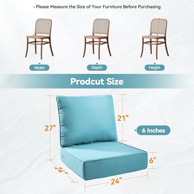 Luxury 6" Outdoor Cushions for Patio Furniture, Fade Resistant Couch Chair - Image 9