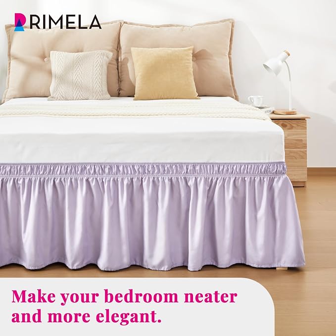 RIMELA Lavender Purple Bed Skirt Queen Size 15 Inch Drop, Wrap Around Elastic - Image 9