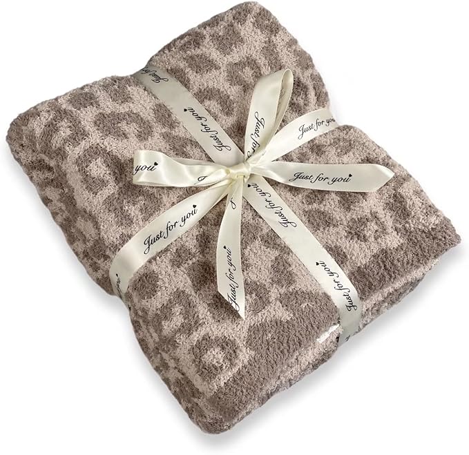 Soft Fuzzy Fluffy Leopard Knitted Throw Blanket, Cozy Plush Fleece Comfy by GY