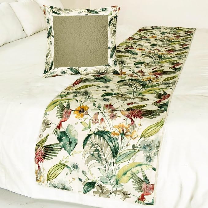 The HomeCentric King Queen Twin Ivory & Multi Designer CA King 86"x18" Bed - Image 4
