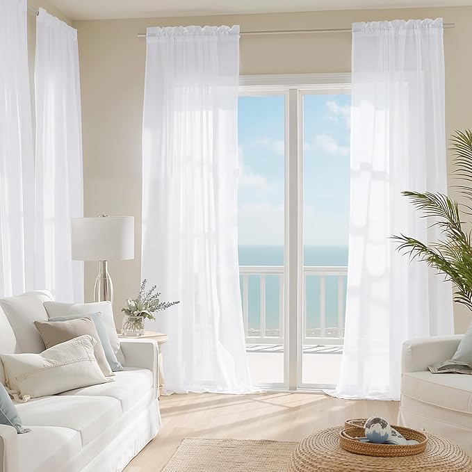 NICETOWN White Sheer Curtains 72 inches Long 4 Panels, 42 inch Wide Rod Pocket - Image 9
