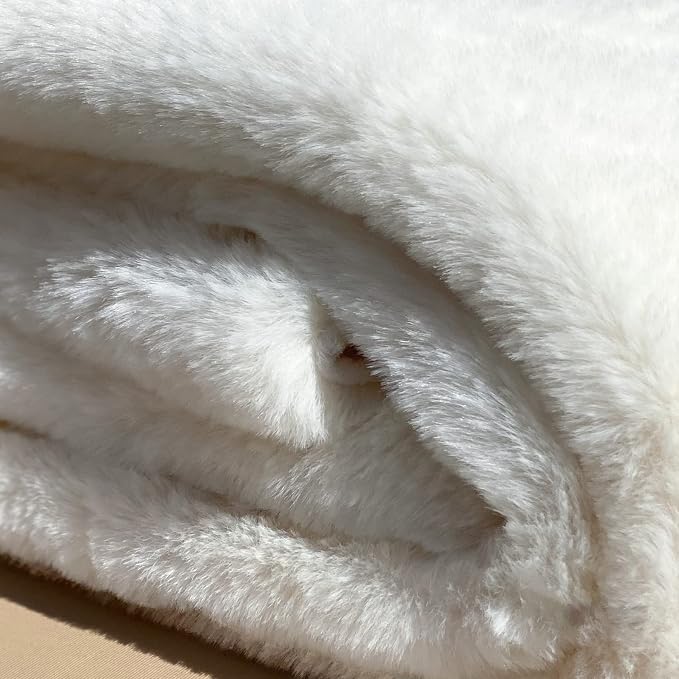 White Shaggy Bunny Fur Rugs for Living Room Washable Furry Area Rugs for - Image 9