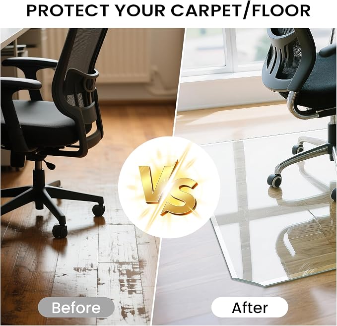 Tempered Glass Chair Mat with Patented Beveled Edge, 46”x55” 1/5" Thick Office - Image 4