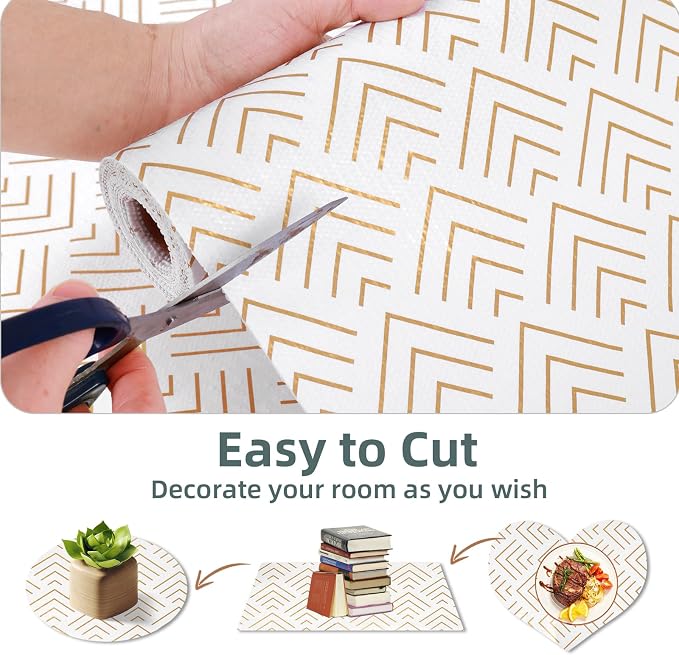 Shelf Liner for Kitchen Cabinets Non Adhesive Drawer Liner Gold Arrow Non-Slip - Image 4
